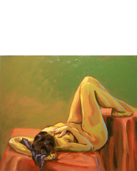 CHRISTIAN LEPINEY - nu allongé - 50 x 65 cm - 11 mai 2002 - huile sur bois CHRISTIAN LEPINEY - nu allongé - 50 x 65 cm - 11 mai 2002 - huile sur bois