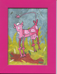 ESTELLE BEZIER - vache bretonne - 10x15 cm - nov. 2006 - acrylique et collage ESTELLE BEZIER - vache bretonne - 10x15 cm - nov. 2006 - acrylique et collage
