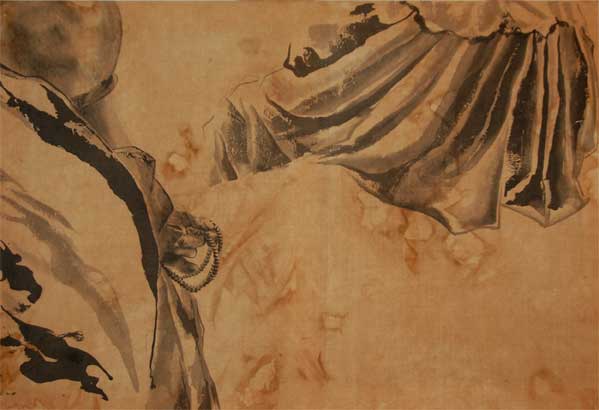 VALERIE HONNART - assis la, 100 x 68, 2008, encre sur soie, VALERIE HONNART - assis la, 100 x 68, 2008, encre sur soie,