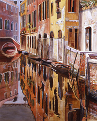 Chantal CAVANNA - Canal à Venise, 25F, Huile Chantal CAVANNA - Canal à Venise, 25F, Huile