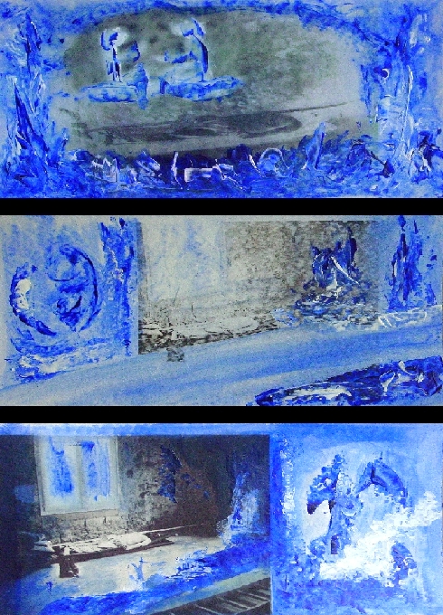 SYLVIE GESBERT DE LINEA - Le Gisant, 21x40cmx3, 2006, technique mixte sur papier SYLVIE GESBERT DE LINEA - Le Gisant, 21x40cmx3, 2006, technique mixte sur papier