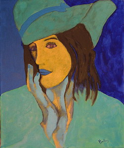 Pierre BALLAIS - Le chapeau vert, 65x54, Acrylique Pierre BALLAIS - Le chapeau vert, 65x54, Acrylique