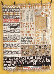 Michèle FOREST - PLAID - 1,4 X 1,5 m - 2004 - MOSAIQUE DE TEXTILES PEINTS Michèle FOREST - PLAID - 1,4 X 1,5 m - 2004 - MOSAIQUE DE TEXTILES PEINTS