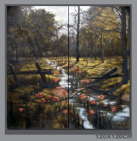 Yuedong ZHENG - Le matin 120x120cm dyptique 2007 l'huile sur toile Yuedong ZHENG - Le matin 120x120cm dyptique 2007 l'huile sur toile