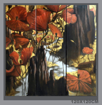 Yuedong ZHENG - Le midi 120x120cm tryptique 2007 l'huile sur toile Yuedong ZHENG - Le midi 120x120cm tryptique 2007 l'huile sur toile