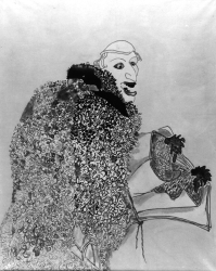 M.C. MECHALI - l'homme sombre aux deux coqs, 87X68, Musée Cernuschi, M.C. MECHALI - l'homme sombre aux deux coqs, 87X68, Musée Cernuschi,