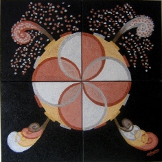 Marie-rose ATCHAMA - la belle de jour etla belle de nuit. 80x80cm. Huile sur toile Marie-rose ATCHAMA - la belle de jour etla belle de nuit. 80x80cm. Huile sur toile