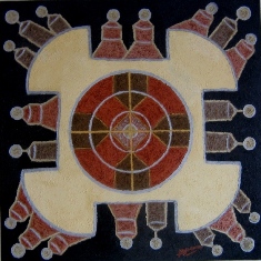 Marie-rose ATCHAMA - le jeu d'attirance.81x81. Huile sur toile au couteau Marie-rose ATCHAMA - le jeu d'attirance.81x81. Huile sur toile au couteau