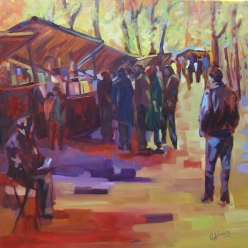 Anne CLABAUX - les bouquinistes,huile/toile 80x80 Anne CLABAUX - les bouquinistes,huile/toile 80x80