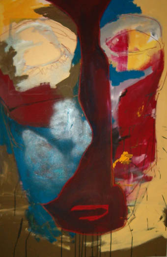 Marie-Sophie Madre - Portrait Bleu, 96,5x146 cm, 2004, Technique mixte Marie-Sophie Madre - Portrait Bleu, 96,5x146 cm, 2004, Technique mixte