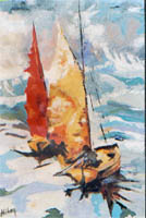 Christian HIBON - voiliers, hs/t, 2000, 46x38 Christian HIBON - voiliers, hs/t, 2000, 46x38