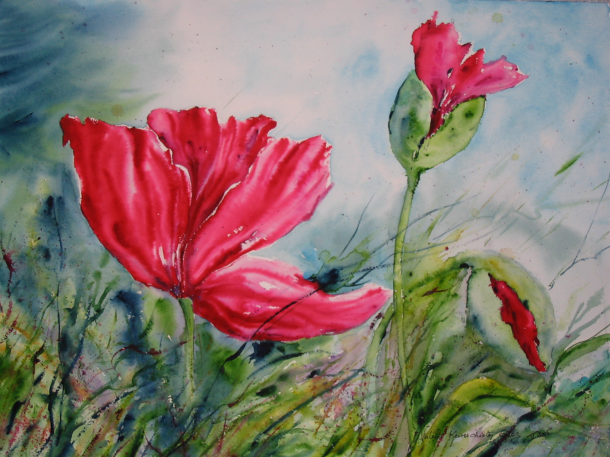 VALERIE KEIRSSCHIETER - DANS LE VENT 2005 Aquarelle VALERIE KEIRSSCHIETER - DANS LE VENT 2005 Aquarelle