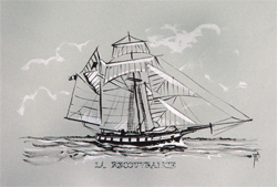 François GOALEC - Encre de chine et gouache sur papier gris François GOALEC - Encre de chine et gouache sur papier gris