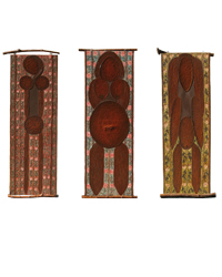 Carole KVASNEVSKI ONAMBELE - Les 3 ?ges, 50x150cm X 3, 2006, Gesso et huile sur toile Carole KVASNEVSKI ONAMBELE - Les 3 ?ges, 50x150cm X 3, 2006, Gesso et huile sur toile