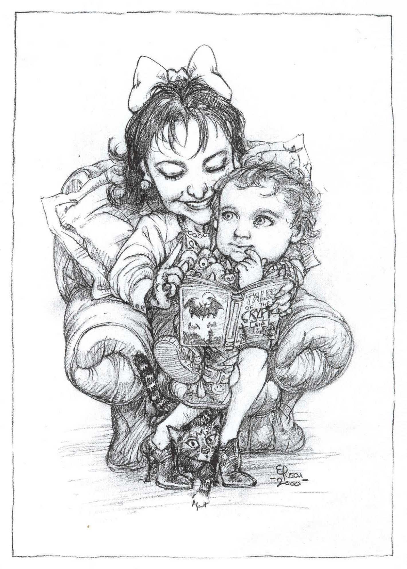 ERIC PUECH - Barbara & Nicolas,Tales of the crypt, crayon ERIC PUECH - Barbara & Nicolas,Tales of the crypt, crayon