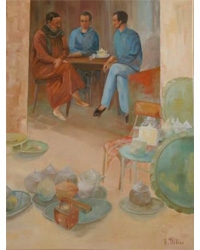 Agnès TIOLLIER - Café brocante 116x89 huile sur toile Agnès TIOLLIER - Café brocante 116x89 huile sur toile