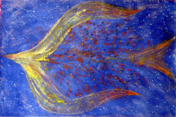 Ysia MARIEVA - Oiseau cosmique 51x78 2006 acrylique sur papier maroufl? sur carton kraft Ysia MARIEVA - Oiseau cosmique 51x78 2006 acrylique sur papier maroufl? sur carton kraft