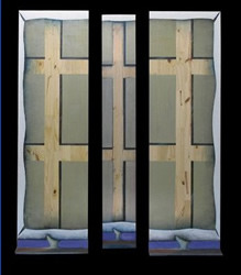 Michel DE CASO - Toile sur châssis rectoversée (face B), 205x170x35cm, 2007, huile sur bois. Michel DE CASO - Toile sur châssis rectoversée (face B), 205x170x35cm, 2007, huile sur bois.