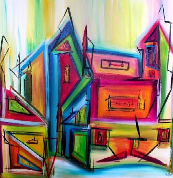 MURIEL CAYET - Les cogitations de l'écrivain, 100x100 cm, 2004, acrylique sur toile MURIEL CAYET - Les cogitations de l'écrivain, 100x100 cm, 2004, acrylique sur toile