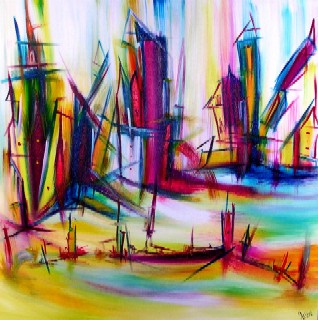 MURIEL CAYET - Le gué de Nogent, 100x100 cm, 2004, acrylique sur toile MURIEL CAYET - Le gué de Nogent, 100x100 cm, 2004, acrylique sur toile