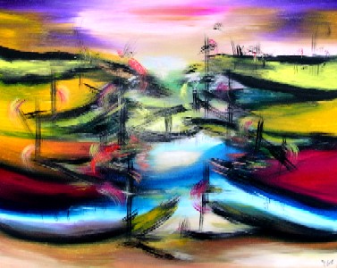 MURIEL CAYET - Quand on parle de bambous, 80x100 cm, 2004 , acrylique sur toile MURIEL CAYET - Quand on parle de bambous, 80x100 cm, 2004 , acrylique sur toile