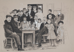 Jean-Marie BROUTEE dit jmbey - café des blanc 19001 sur papier dessin pierre noire 0,50 x 0,65 2007 Jean-Marie BROUTEE dit jmbey - café des blanc 19001 sur papier dessin pierre noire 0,50 x 0,65 2007