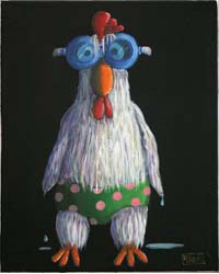 Virginie Gervais-Marchal - La poule mouillée, 33X41cm, 2008, Acrylique sur toile Virginie Gervais-Marchal - La poule mouillée, 33X41cm, 2008, Acrylique sur toile