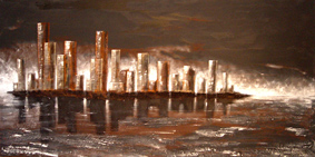 VALERY TARABON - Mégapole 200x100-2008 acryl/t+incrustfibre textile VALERY TARABON - Mégapole 200x100-2008 acryl/t+incrustfibre textile