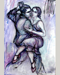 LILIANA RAGO - Patio de Tango 166x105 cm-acrylique sur toile- 2003 LILIANA RAGO - Patio de Tango 166x105 cm-acrylique sur toile- 2003