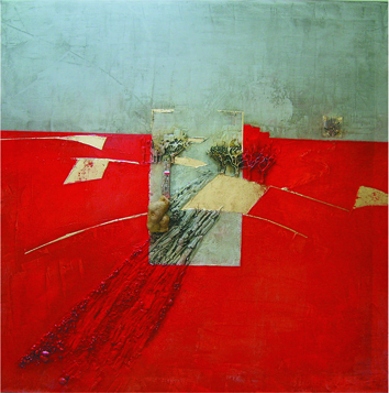 Damien VERVUST - Mise a nu: 100x100 cm, année 2007, technique mixte. Damien VERVUST - Mise a nu: 100x100 cm, année 2007, technique mixte.