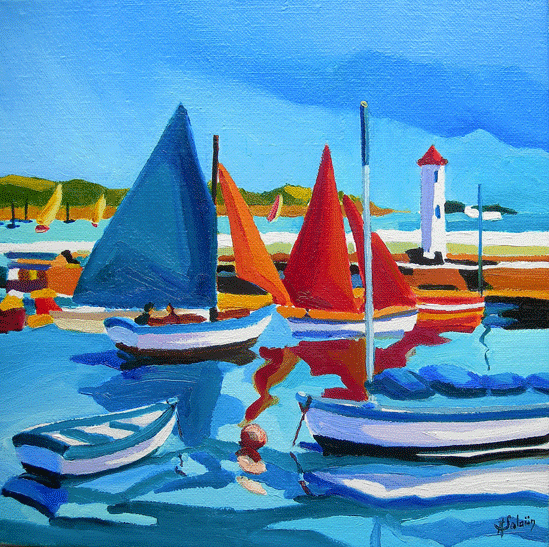 ANNE SALAUN - Voiliers, huile, 30X30 cm ANNE SALAUN - Voiliers, huile, 30X30 cm