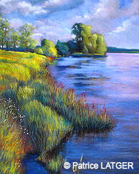 Patrice LATGER - Bord de Loire à Saint-Benoît, 50 x 70 cm, PASTEL Patrice LATGER - Bord de Loire à Saint-Benoît, 50 x 70 cm, PASTEL