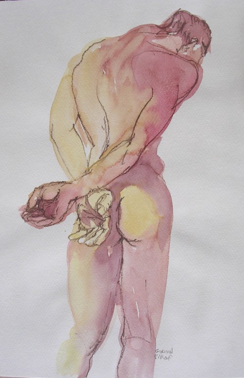 Laurence GODON - Dos d'homme 40x 50cm pose de 10 min d'aprés modèle vivant 2006 aquarelle sur papier Laurence GODON - Dos d'homme 40x 50cm pose de 10 min d'aprés modèle vivant 2006 aquarelle sur papier