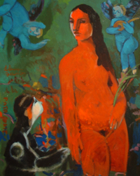 Charles PASINO - LA REINE DE LA PATAGONIE, avec 2 anges musiciens, 25 f, 2001, hsT Charles PASINO - LA REINE DE LA PATAGONIE, avec 2 anges musiciens, 25 f, 2001, hsT