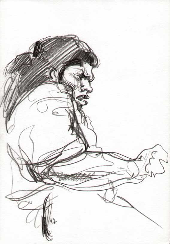 Miguel ALCALA - La chanteuse Pepa de Benito-1997, A4,crayon sur papier Miguel ALCALA - La chanteuse Pepa de Benito-1997, A4,crayon sur papier