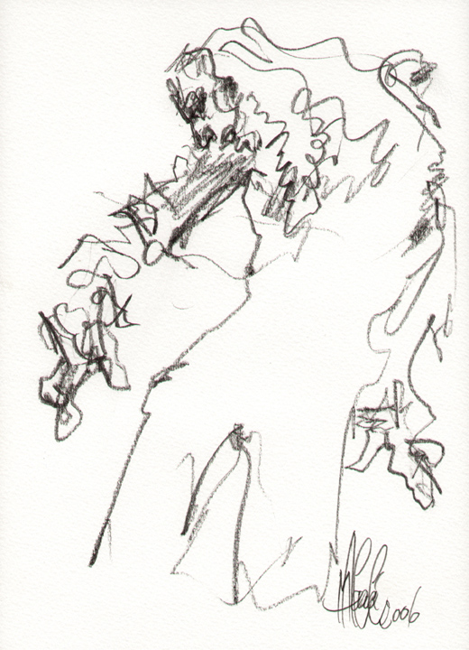 Miguel ALCALA - Attitude flamenca, 2006, A4, crayon sur papier Miguel ALCALA - Attitude flamenca, 2006, A4, crayon sur papier