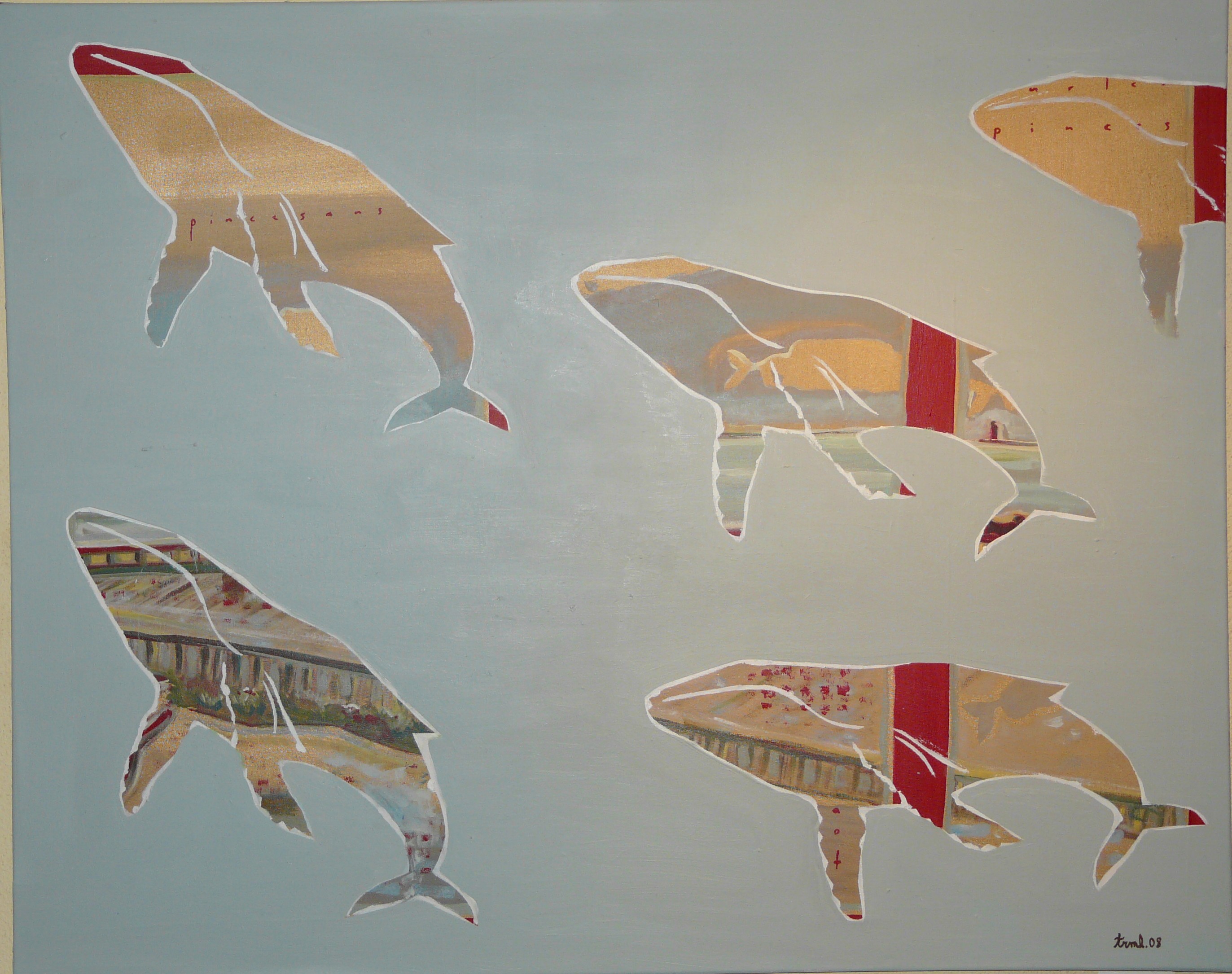 Anne ROBIN MASSE H. - Les Baleines, 80x100, 2008, huile sur toile Anne ROBIN MASSE H. - Les Baleines, 80x100, 2008, huile sur toile
