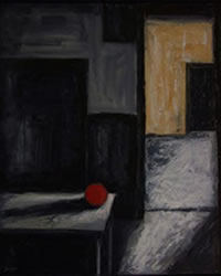 Judit JOZSA - Nature morte Balle rouge, 61x50, 2007, huille sur bois Judit JOZSA - Nature morte Balle rouge, 61x50, 2007, huille sur bois