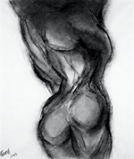 Françoise FERRE - COLONNE MASCULINE Fusain et pastel noir 47x38cm Françoise FERRE - COLONNE MASCULINE Fusain et pastel noir 47x38cm