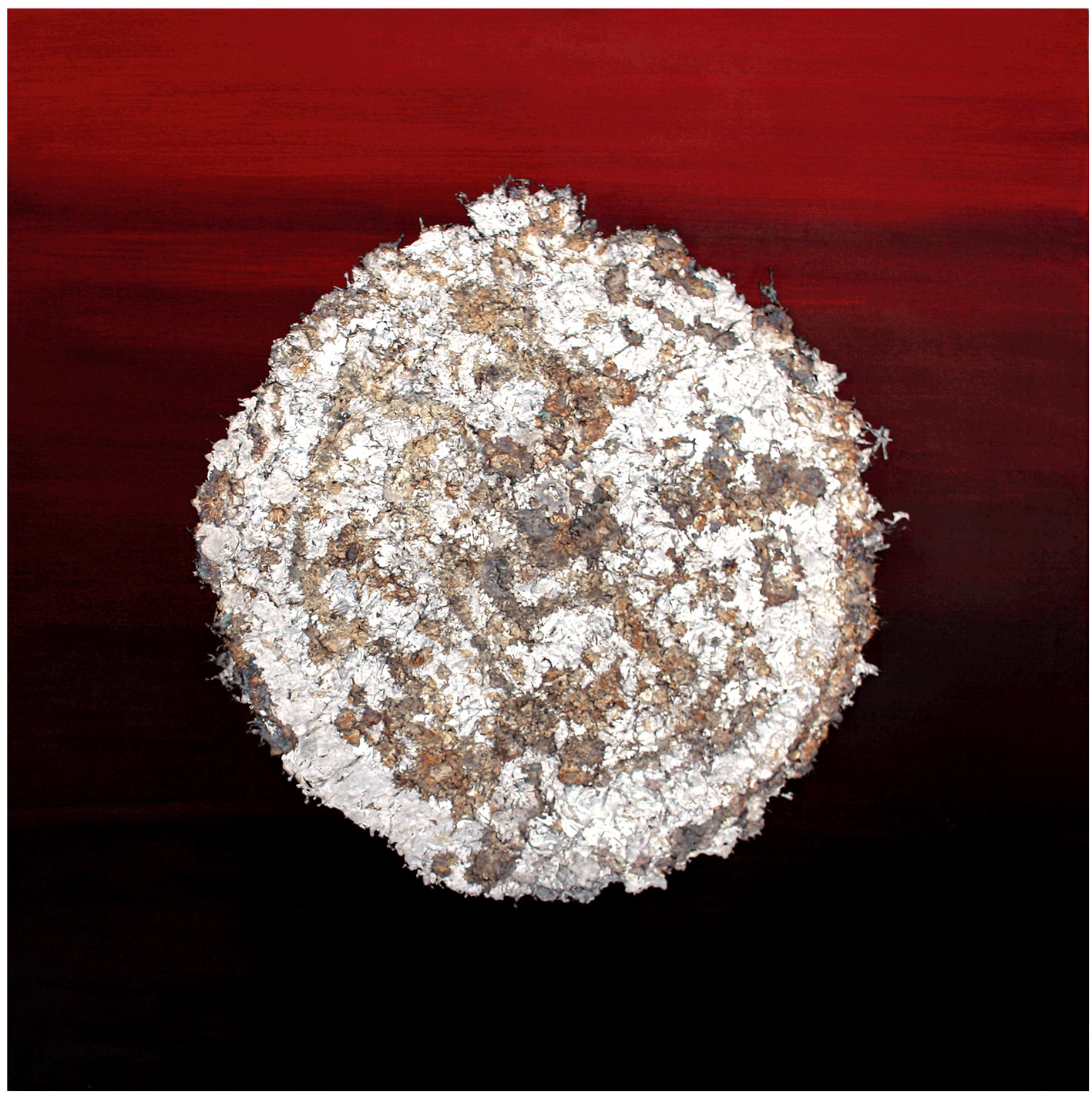 Isabelle JAUFFRET dit Iota - PUNTO. toile 100x 100, technique mixte : métaux fondus sur toile. Isabelle JAUFFRET dit Iota - PUNTO. toile 100x 100, technique mixte : métaux fondus sur toile.
