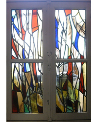 Nicolas JAGUELIN - Commande de particulier, 80 x 110 cm, 2004, vitrail, peinture sur verre : grisaille, jaune d'argent. Nicolas JAGUELIN - Commande de particulier, 80 x 110 cm, 2004, vitrail, peinture sur verre : grisaille, jaune d'argent.