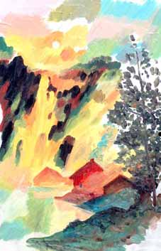 Christian DENECHAUD - cascade fauve, 30x40, huile Christian DENECHAUD - cascade fauve, 30x40, huile