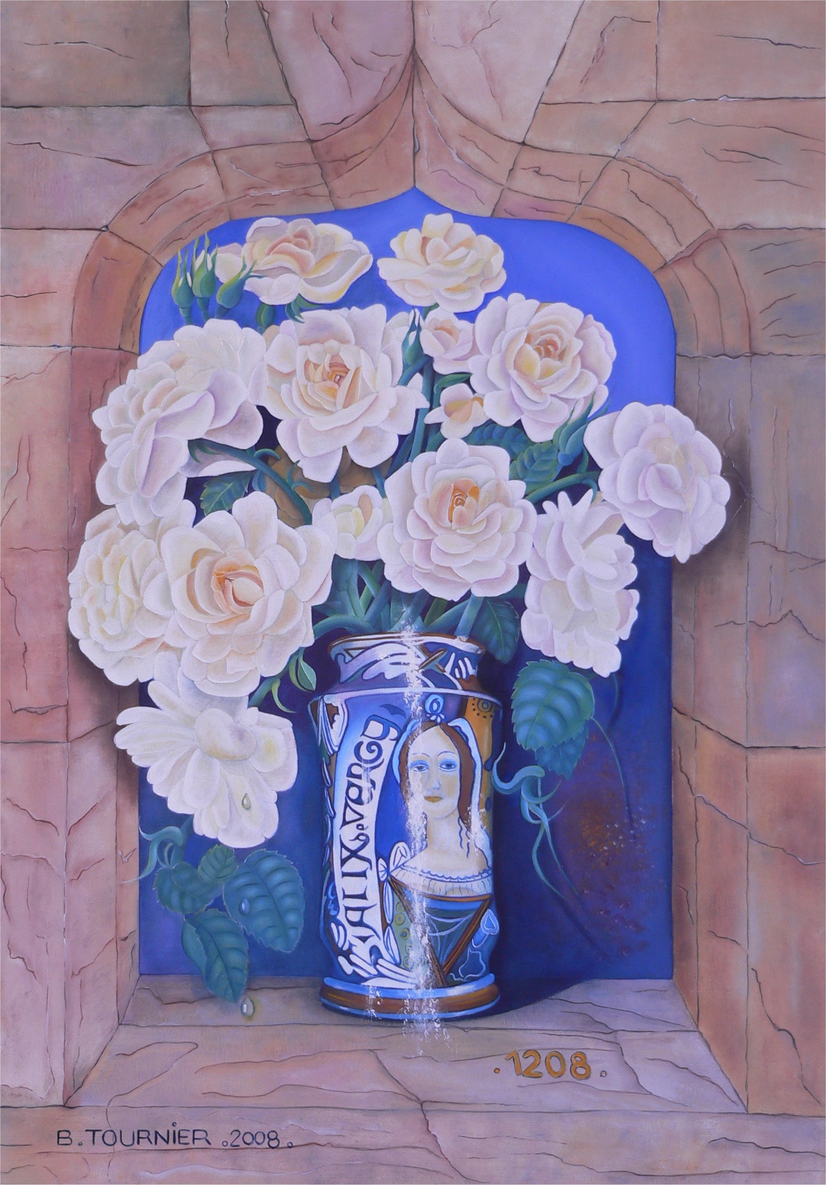 Bernard TOURNIER - Des roses pour ALIX 65X46 huile sur toile Bernard TOURNIER - Des roses pour ALIX 65X46 huile sur toile