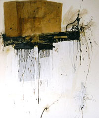 Ghislaine THOMAS - sans titre 165/195cm 2004 technique mixte goudrons marouflage papiers Ghislaine THOMAS - sans titre 165/195cm 2004 technique mixte goudrons marouflage papiers