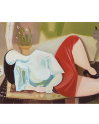 Philippe COUDRAY - Femme jupe rouge, huile sur toile, 15 figures, 2004 Philippe COUDRAY - Femme jupe rouge, huile sur toile, 15 figures, 2004