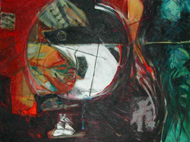 Jean-Claude GERODEZ - Deux petits chaussons, 97x 130, 2002, huile sur toile Jean-Claude GERODEZ - Deux petits chaussons, 97x 130, 2002, huile sur toile