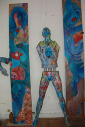 Margalit BERRIET - mr dolores 270cm x 60 cm deux panneaux + mannquen + mm huile sur bois 2005 Margalit BERRIET - mr dolores 270cm x 60 cm deux panneaux + mannquen + mm huile sur bois 2005