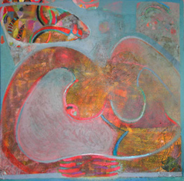 MARCEL GROSARU - CALOIAN - Exaltation,100x100cm, 1998/2000,Technique mixte sur toile+mati?re - Composition tournante MARCEL GROSARU - CALOIAN - Exaltation,100x100cm, 1998/2000,Technique mixte sur toile+mati?re - Composition tournante