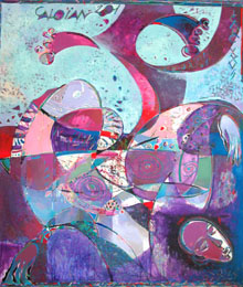 MARCEL GROSARU - CALOIAN - Grand Icare violet, 200x250cm, 2001/2005, Technique mixte sur toile - Composition tournante MARCEL GROSARU - CALOIAN - Grand Icare violet, 200x250cm, 2001/2005, Technique mixte sur toile - Composition tournante