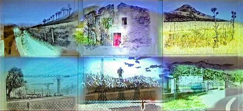 ARIANE MAUGERY - Lignes d'erre II, Installation vidéo, photographique et dessinée, Technique mixte: 6 lavis de 50x65cm et vidéoprojections de 20mn en boucle, 100x200cm, 2012 ARIANE MAUGERY - Lignes d'erre II, Installation vidéo, photographique et dessinée, Technique mixte: 6 lavis de 50x65cm et vidéoprojections de 20mn en boucle, 100x200cm, 2012